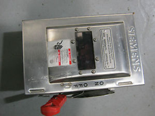 STAINLESS NON-FUSIBLE HEAVY DUTY SAFETY SWITCH SIEMENS HNFC361SW 600V/30A/3PH
