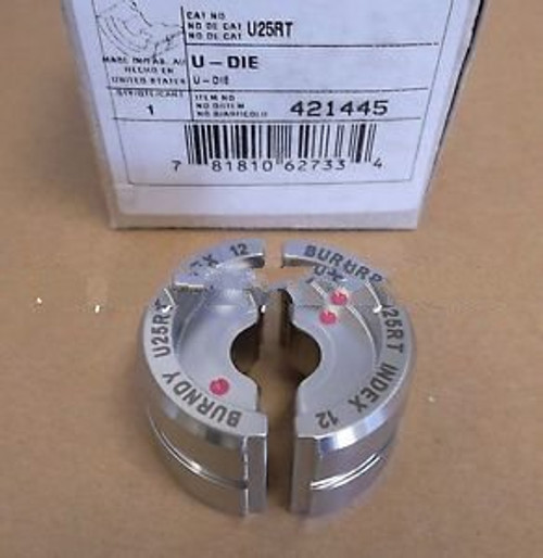 Burndy U25Rt Stainless Crimper Crimping U Die Hydraulic 12 Ton Crimp 1/0 Cu New