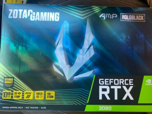 Nvidia Zotac Rxt 3080 Holoblack Amp 10Gb Gpu Graphics Card