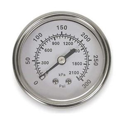 Pressure Gauge, 2 In, 300 Psi, SS, Back