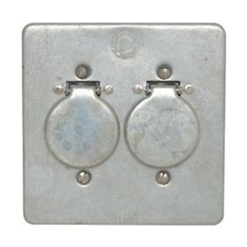 Cover, Receptacle, 1-13/32 Hole Dia, 2 Gang, Steel