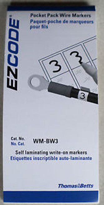 T & B #WM-BW3, Box of 10, Pocket Pack Wire Markers, Self Laminating Write On New