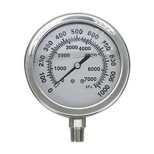 Pressure Gauge, Filled, 2 1/2In, 1000Psi, SS