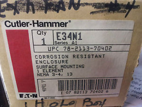 CUTLER HAMMER E34N1 CORROSION RESISTANT ENCLOSURE New  ON AUTO SWITCH 3/4 #B27