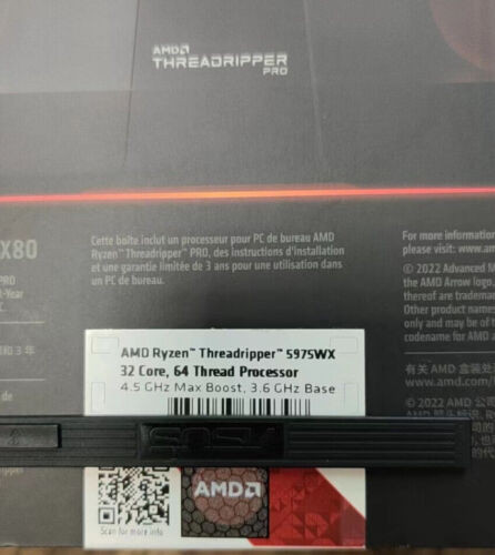 Amd Ryzen Thripper Pro 5975Wx Cpu 32 Cores Up To 4.5Ghz Memory Channels 8