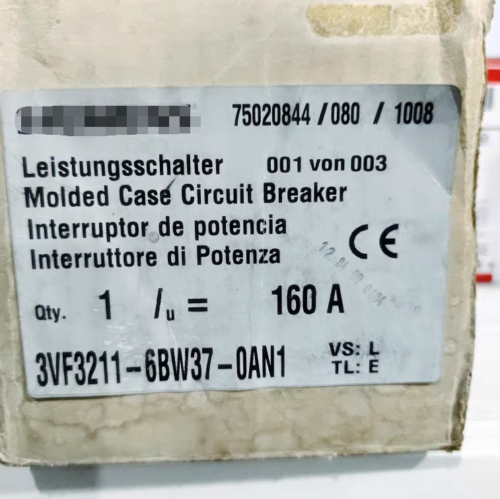 1Pc  For New  3Vf3211-6Bw37-0An1 3P 160A