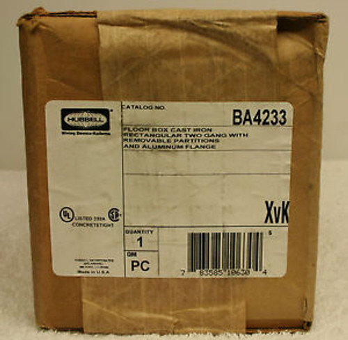 Hubbell BA4233 Floor Box Cast Iron 2 Gang SEALED