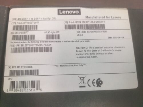 Lenovo 00Yl664 20M Qsfp+To Qsfp+Active Optic Cable