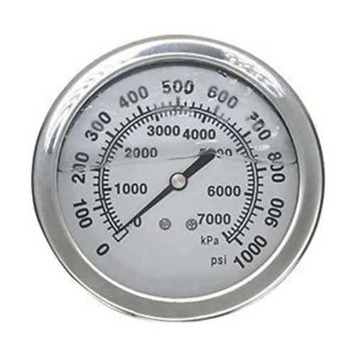 Pressure Gauge, Filled, 3 1/2In, 1000Psi, Ss