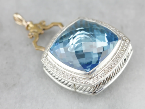 Blue Topaz And Diamond Statement Pendant