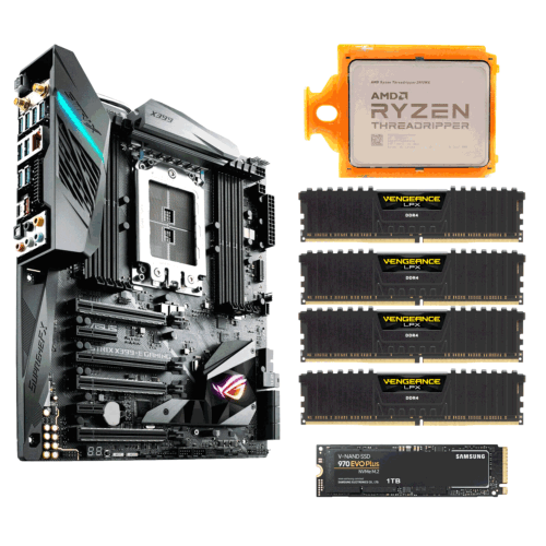 Amd 2950X Asus X399-E Mainboard 8X 32Gb 3200 Mhz Ram 1Tb Ssd +2U Chassis +Cooler