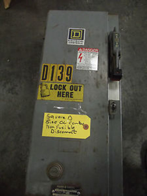 Square D Combo Electrical Box / Size 00 Starter w/ Non Fusible Disconnect #D139