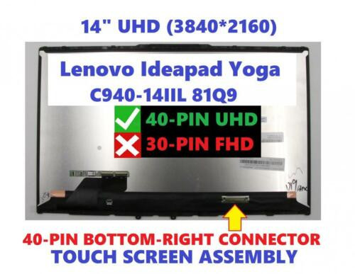 14.0" Uhd Laptop Touch Lcd Screen Assembly Lenovo Ideapad Yoga C940-14Iil 81Q9