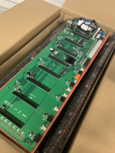 8 Gpu Riser-Less Crypto Mining Motherboard + Cpu + Ram - Eth Btc Rvn -New