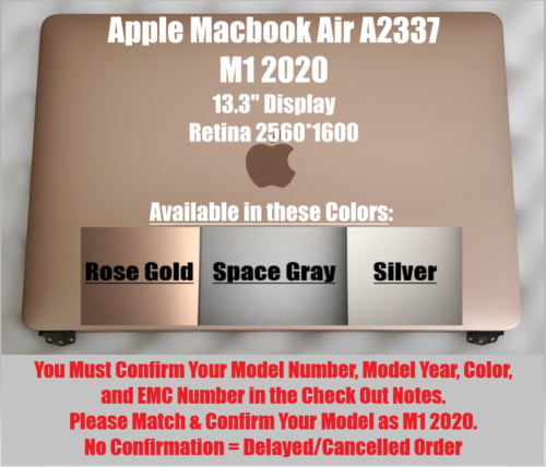 Apple Macbook Air A2337 Retina M1 2020 Screen Assembly 13.3" Emc 3598 Space Grey