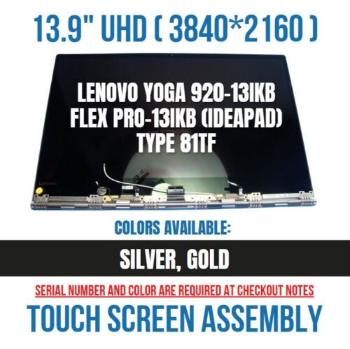 Lenovo Yoga 920-13Ikb 13.3" Genuine Laptop Lcd Touch Screen Complete Assembly