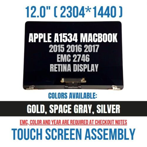 Apple Screen Assembly 12" Macbook Retina A1534 2015 Silver