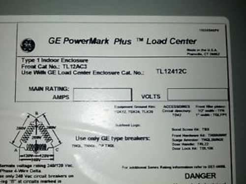 GE tl12ac3 PowerMark Plus load center 3-20 amp and 4-30 amp breakers included