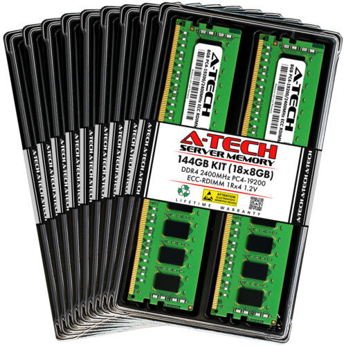 A-Tech 144Gb 18X 8Gb 1Rx4 Pc4-19200R Ddr4 2400 Ecc Reg Rdimm Server Memory Ram