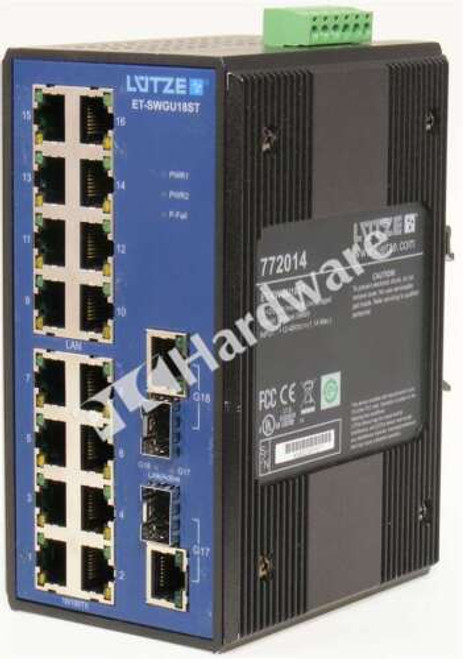 Lutze 772014 Type Et-Swgu18St Unmanaged Switch 16+2G Ports 12-48V Dc