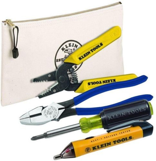 Klein Tools Tool And Test Kit Cutting Pliers Canvas Zipper Bag (5-Piece)