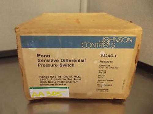 Penn Johnson Controls P32Ac Sensitive Differential Pressure Switch New Ah