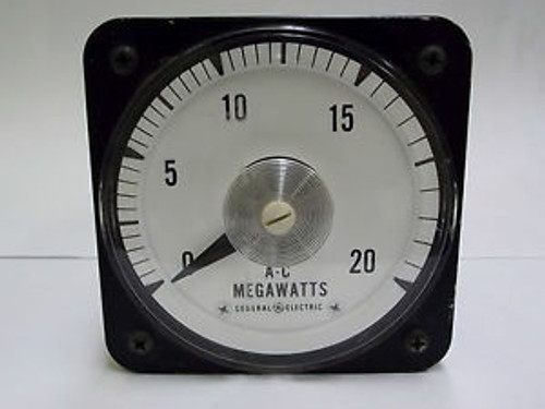 AB-40 General Electric 5A 120V A-C 0 - 20 Megawatts Panel Board Meter