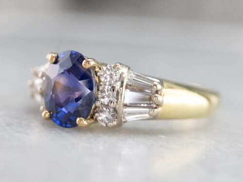 High 18K Gold Sapphire And Diamond Ring