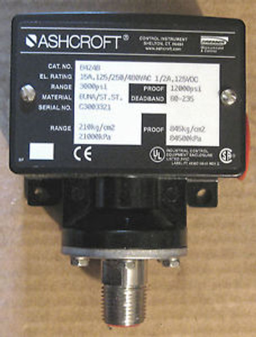 Ashcroft - Snap Action Pressure Switch - #B424B - 3000 Psi - Buna/St.St.