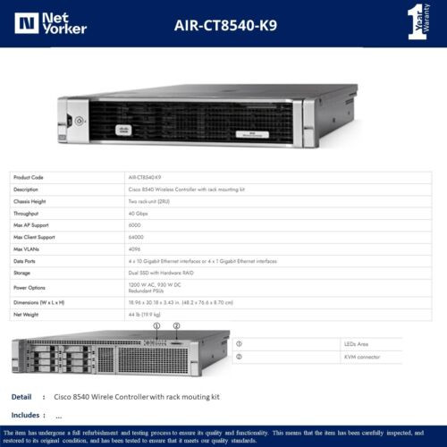 Cisco Air-Ct8540-K9 8540 Wireless Controller - Same Day Shipping