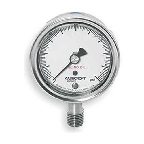 Gauge, Oxygen, 2 1/2 In, Vac To 30 Psi, Ss