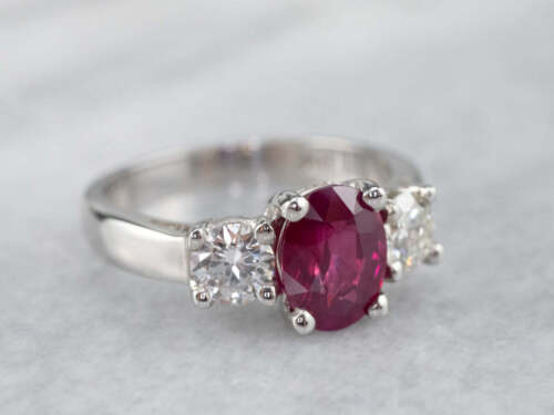 Modern Ruby And Diamond Ring