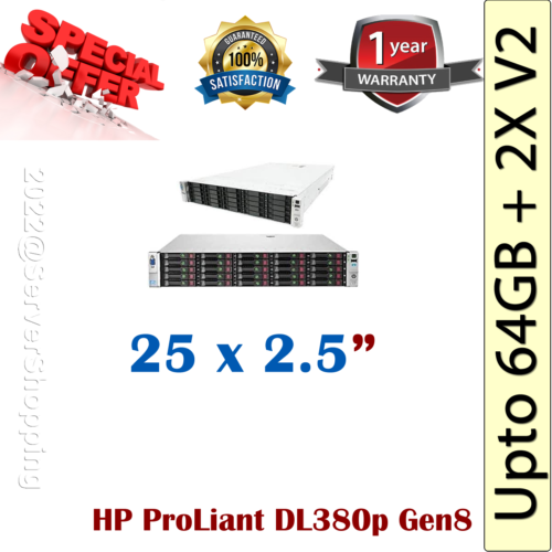 Hp Proliant Dl380P Gen8 G8 25Sff Configurable Server 2X Xeon V2 64Gb Ram 2 Hdds