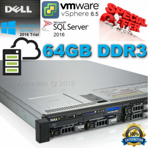 Dell Poweredge R620 2X Xeon E5-2640V2 2.00Ghz 16-Core 64Gb Ddr3 H710 240Gb Ssd