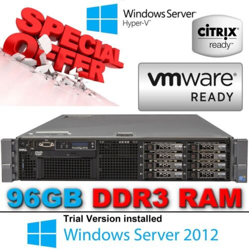 Dell Poweredge R710 2X 2.93Ghz X5670 Six Core 96Gb Ddr3 8X300Gb 10K Disks & Rail