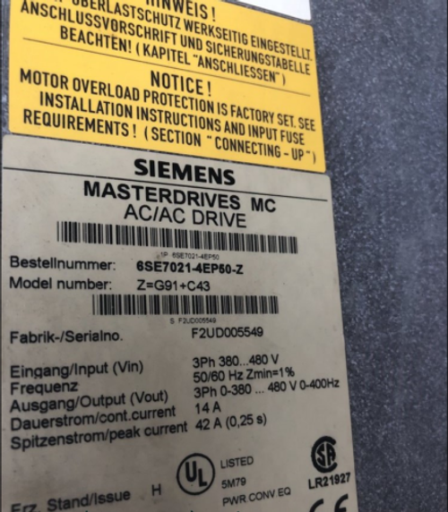 1Pcs Used Siemens 6Se7021-4Ep50-Z Z=G91+C43