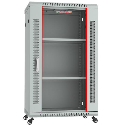 18U It Portable Server Rack Cabinet 24 Inch Deep Enclosure Light Gray On Casters