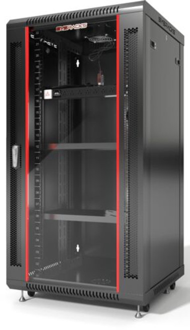 22U Server Rack It Cabinet Enclosure 2 Shelves Casters (24"W X24"D X43"H)