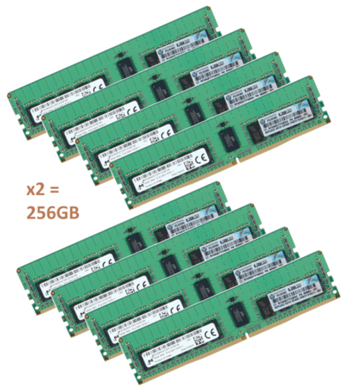 16X 16Gb Hp 256Gb Ddr4 2400Mhz Ecc Rdimm Memory For Hpe Proliant Dl388 Gen9 Server-