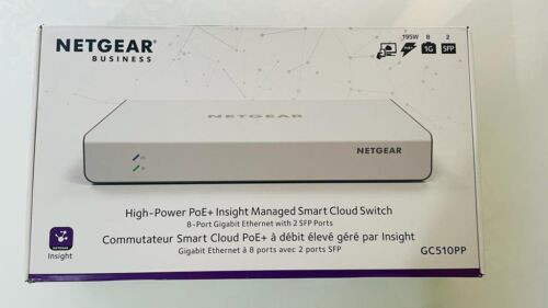 Netgear Gc510Pp-100Nas Haute Puissance Poe+ Insight Géré Smart Cloud Commutateur