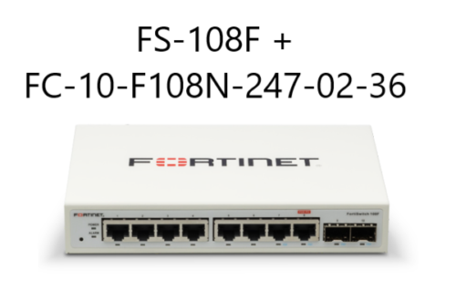 Fortinet Fortiswitch Fs-108F Network Switch + 3 Year 24X7 Forticare License