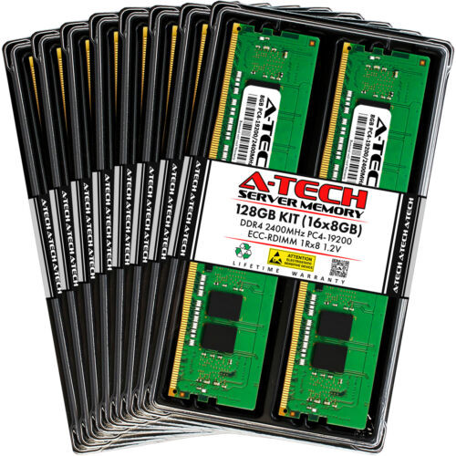 A-Tech 128Gb 16X 8Gb 1Rx8 Pc4-19200R Ddr4 2400 Ecc Reg Rdimm Server Memory Ram