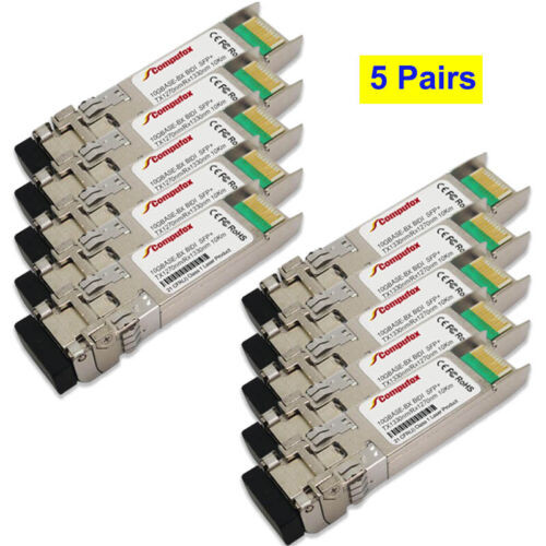 10Pk (5 Pairs) - 10Km 10G Bidi Sfp+ Transceiver For Mikrotik Crs312-4C+8Xg