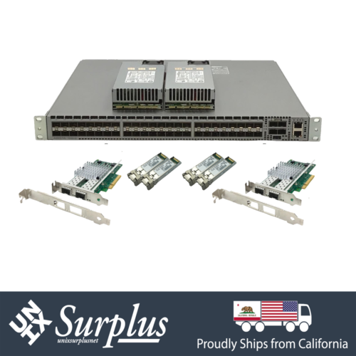 Arista 52 Port 10G Sfp+ Switch B-F Airflow 2X 460W W/ 2X 10G Nic 4X 10G Optics