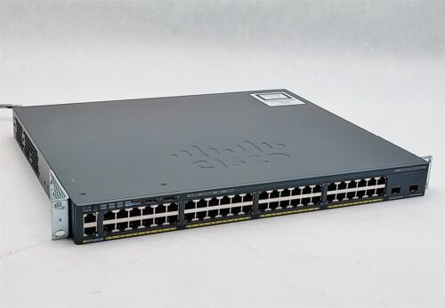 Cisco 2960-X Ws-C2960X-48Fpd-L V02 48-Port Gigabit Poe Managed Network Switch