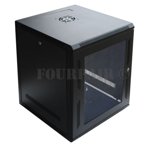 12U Wall Mount It Server Network Cabinet Data Rack Locking Glass Door 24" Deep