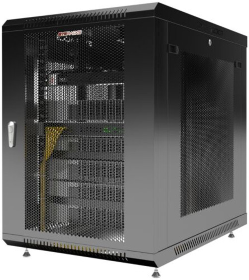 Sysracks Server Cabinet - 12U 35 Inch Deep Rack - Mesh Door/Panels - Power Strip