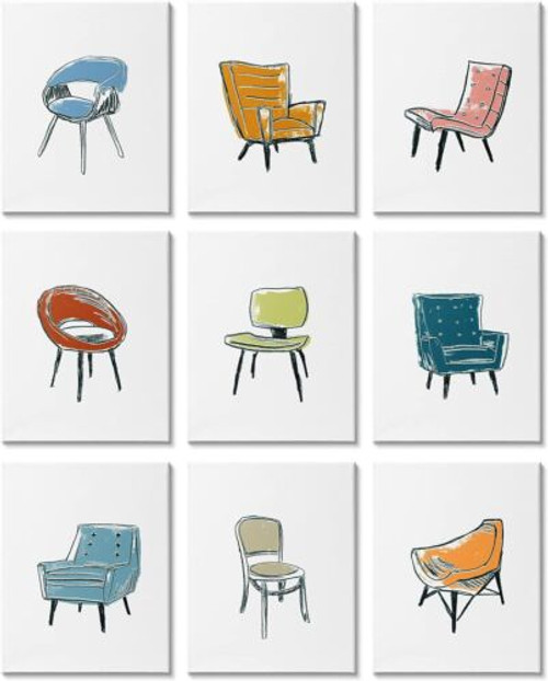 Stupell Industries Stylish Modern Chairs Varied Furniture Interior Design, Desig
