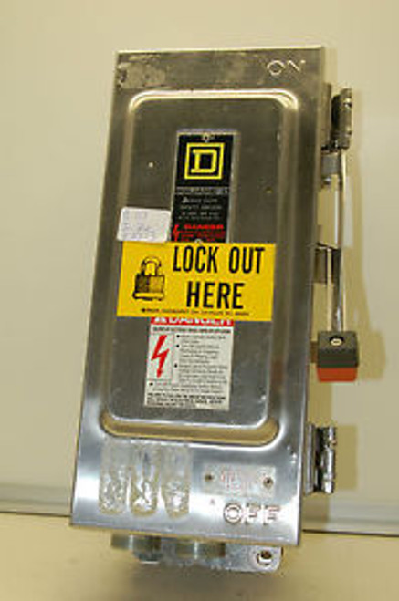 USED PULLOFF SQUARE D HEAVY DUTY SAFETY SWITCH 30 AMP  600 VAC 20 HP MAX 3 PH