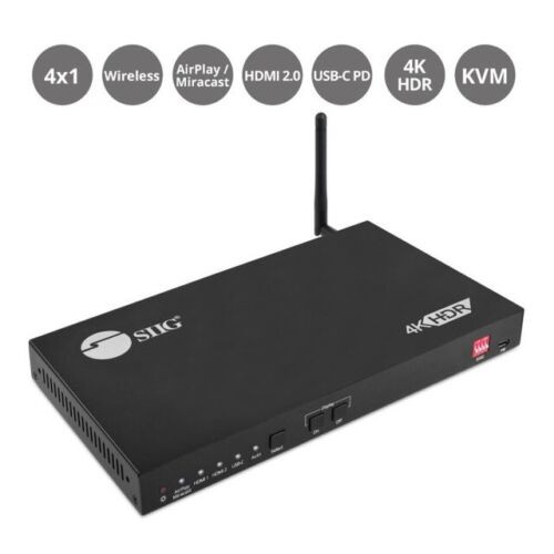 Siig 4X1 Multi-Video Hdmi 2.0 Airplay Miracast Usb-C Presentation Switcher